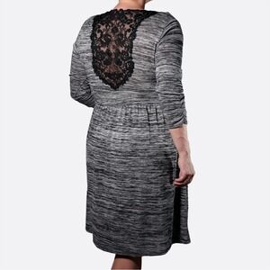 Torrid 1X Gray Space Dye Lace Back Surplice Dress Fit & Flare Pocketed Goth Boho